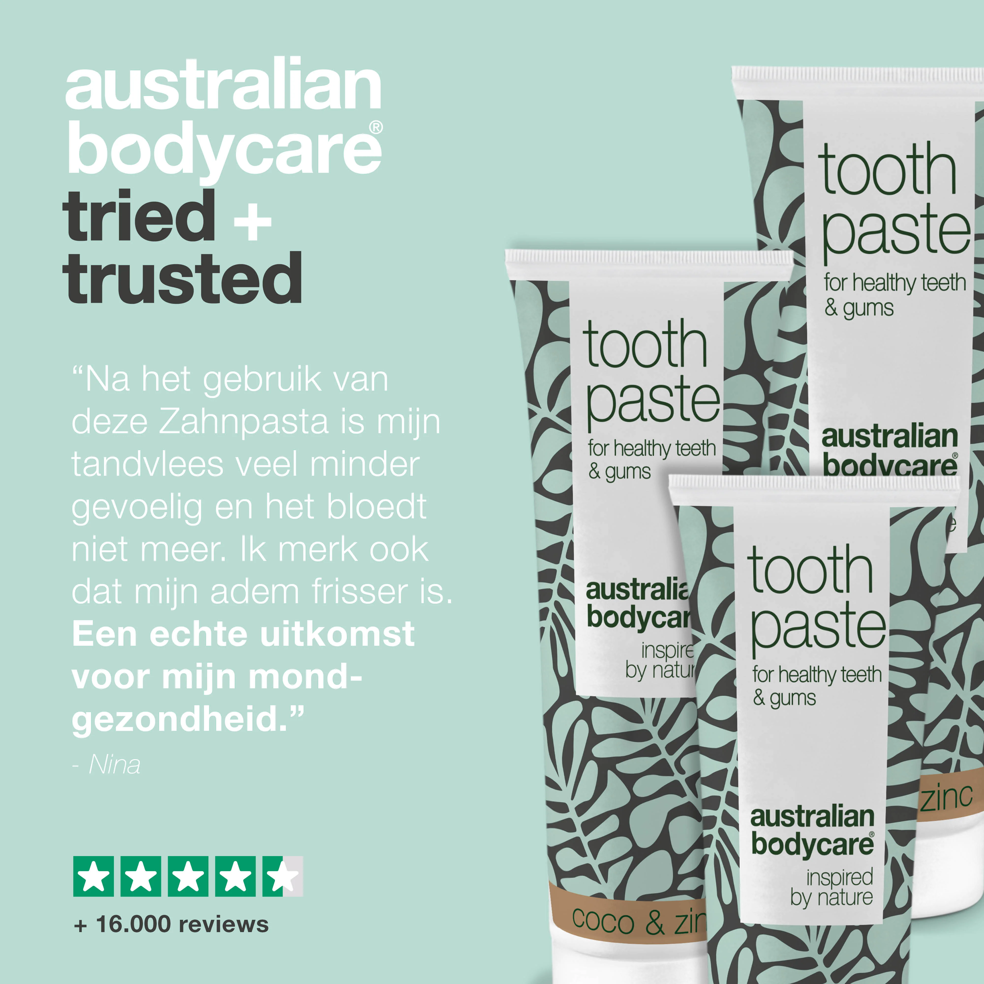 3 stuks Tea Tree Olie Tandpasta Kokos & Zink — Voor de dagelijkse verzorging bij parodontitis, schimmelinfectie en tandvleesontsteking - Image 5