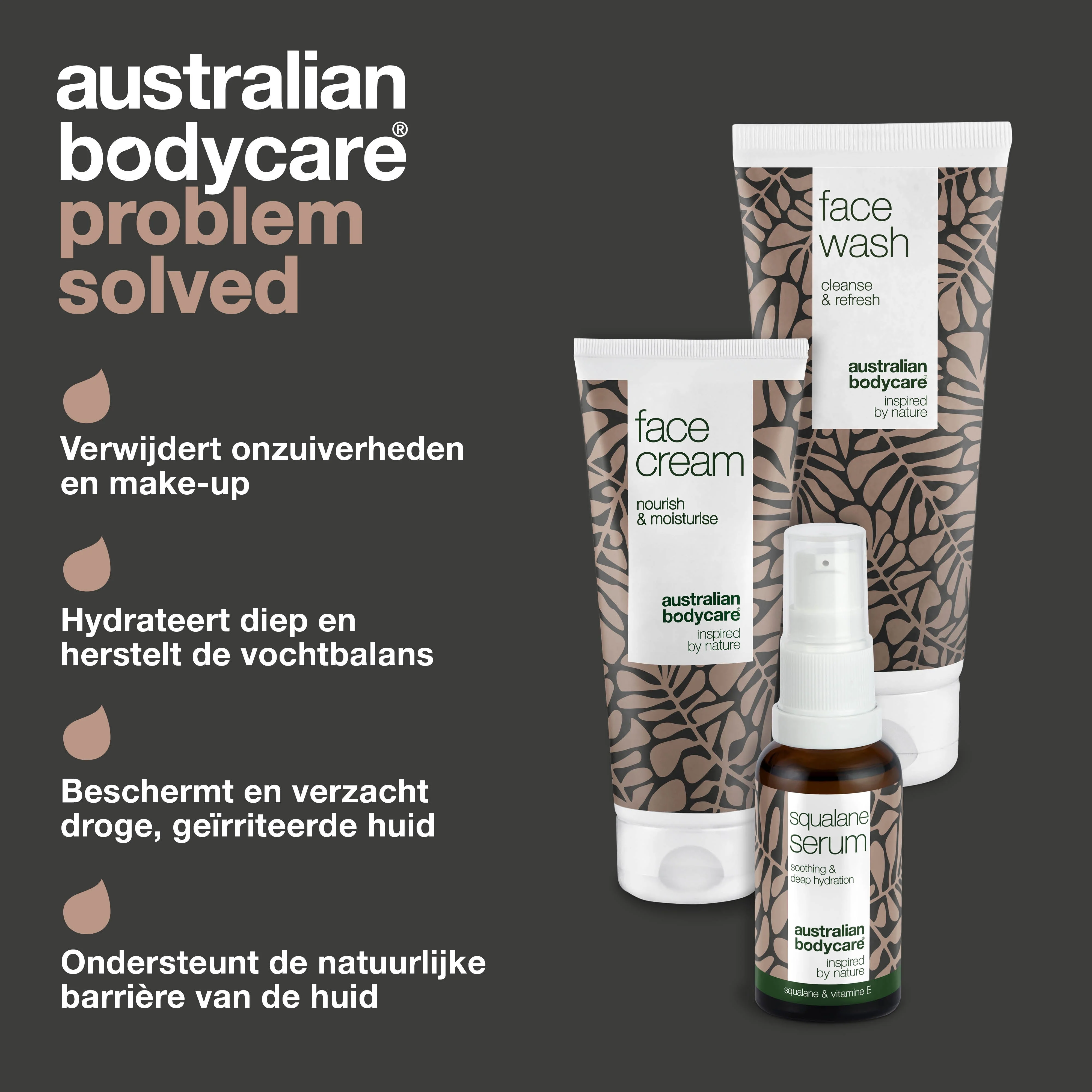 Pakket voor jeukende en zeer droge huid op het gezicht — 3 hydraterende producten: gezichtsreiniger, Squalane Serum og creme - Image 3