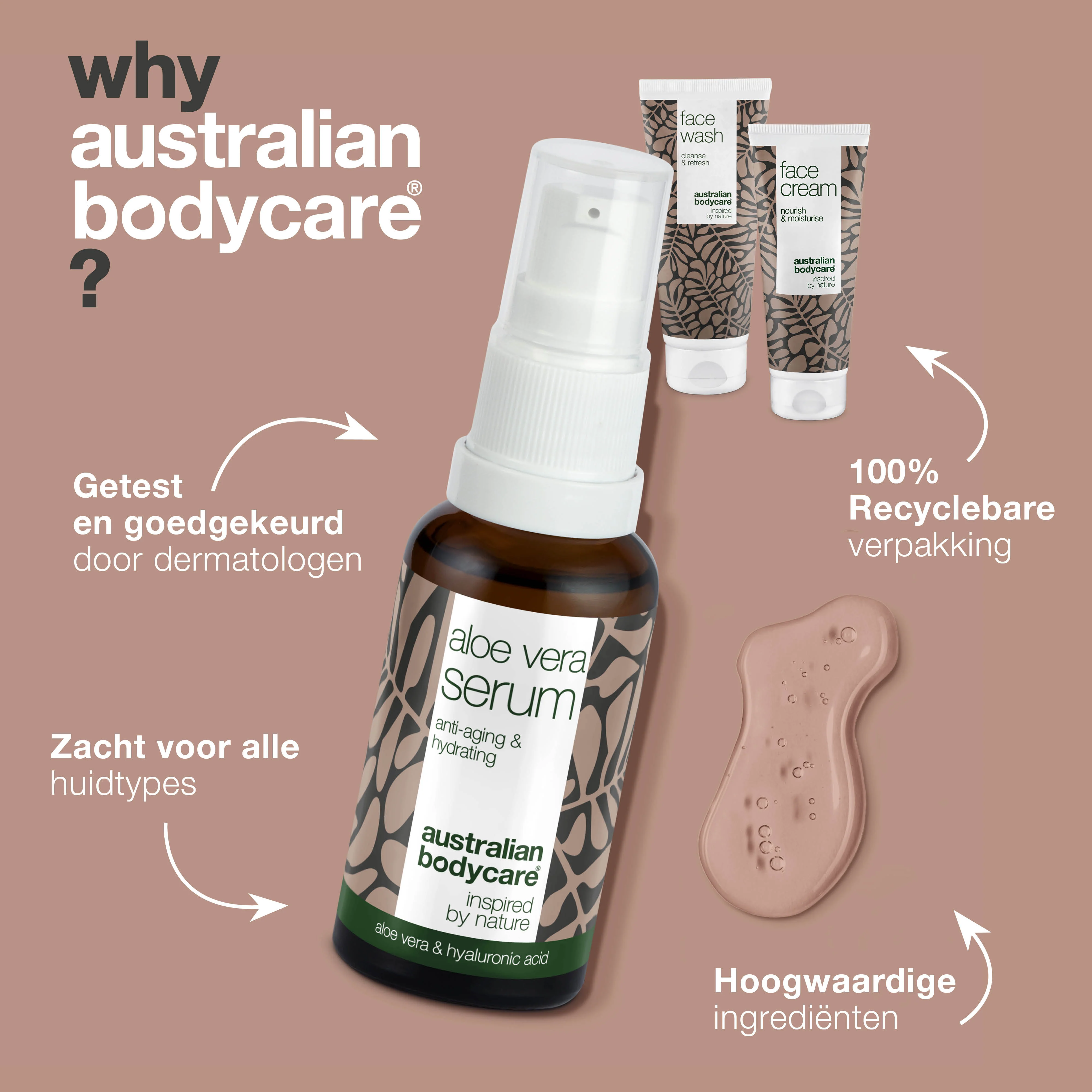 Pakket voor rimpels en uitgedroogde huid — 3 anti aging producten voor de droge huid: gezichtsreiniger, Aloë Vera Serum en crème - Image 4