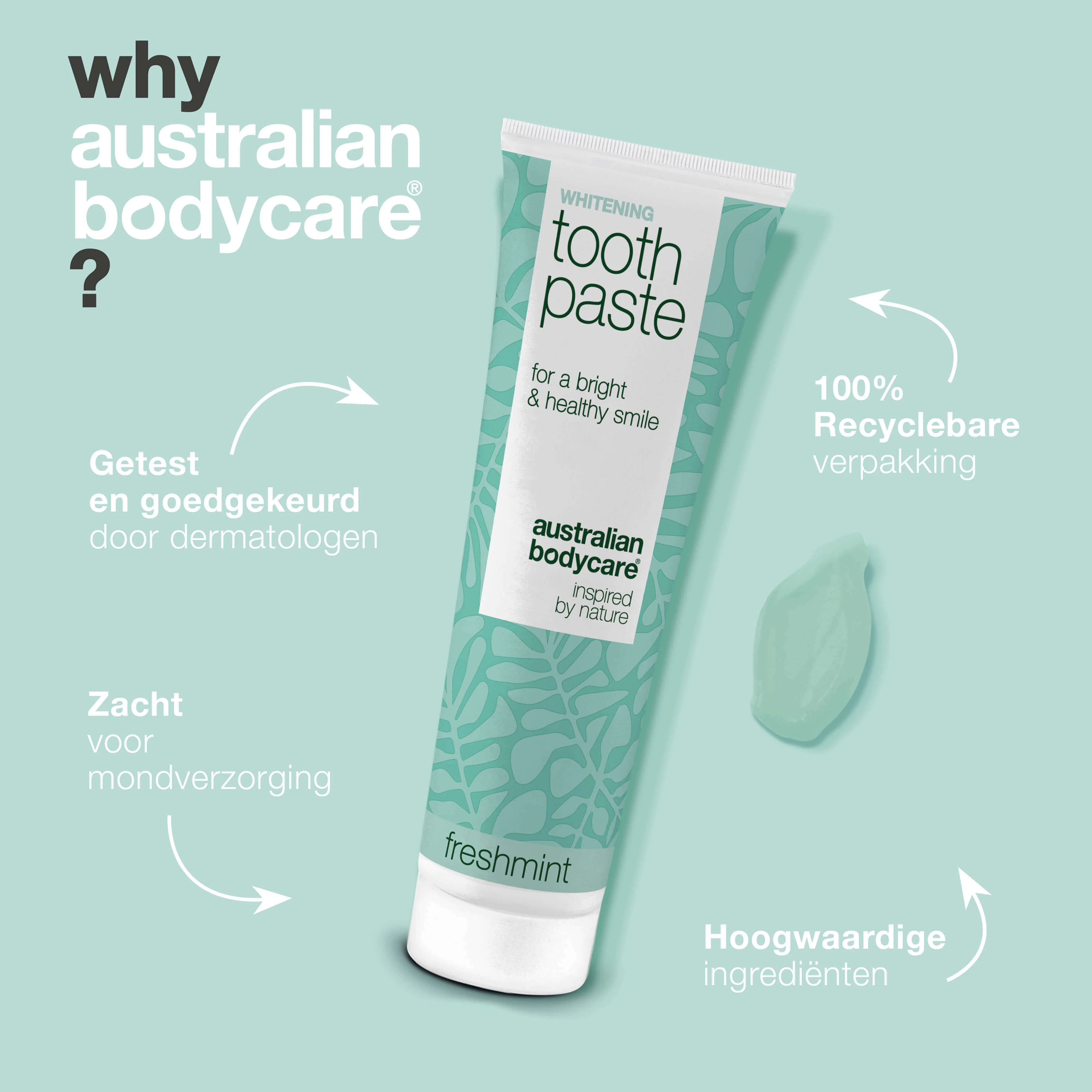 Whitening Tandpasta – Verwijdert vlekken en geeft witte tanden — Tandpasta die gele tanden bestrijdt en het glazuur versterkt. Met gehydrateerd silica, alumina en menthol voor een frisse adem. - Image 4